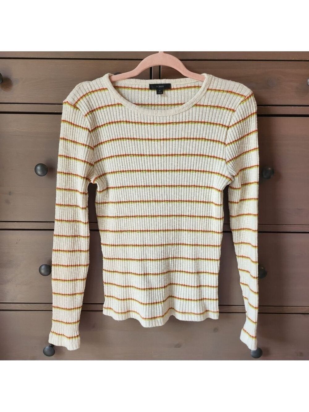 J Crew Striped Ribbed Long Sleeve Sweater